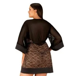 Obsessive Déshabillé Allunes Imprimé Léopard GT -SexToys Soldes 2023 obsessive allunes deshabille leopard maille noire gt 2