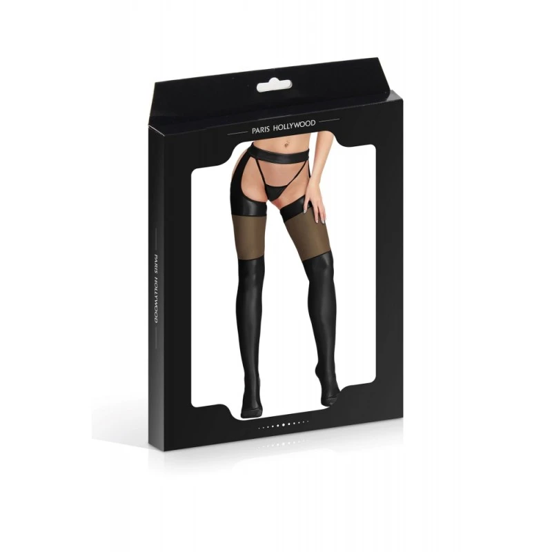 PARIS HOLLYWOOD Collant String Ouvert Effet Wetlook Noir 2 PARIS HOLLYWOOD Collant String Ouvert Effet Wetlook Noir – Image 2