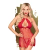 PENTHOUSE LINGERIE Nuisette Babydoll Avec Col Licou Libido Boost Rouge