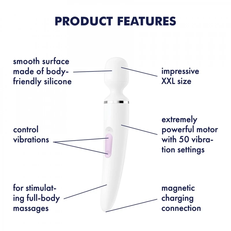Vibromasseur Wand Satisfyer Wand-er Women Blanc 5 Vibromasseur Wand Satisfyer Wand-er Women Blanc – Image 5