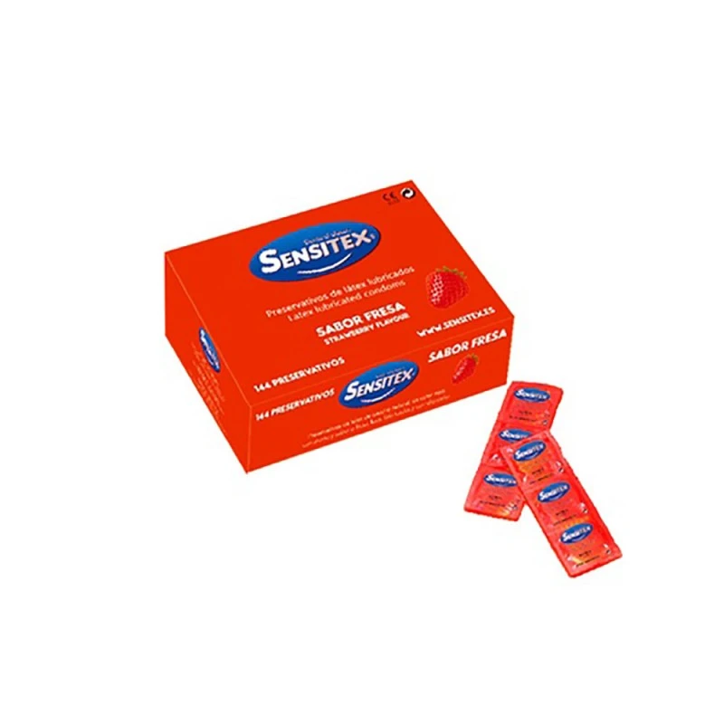 Préservatifs Fraise Sensitex Boîte De 144 1 Préservatifs Fraise Sensitex Boîte De 144